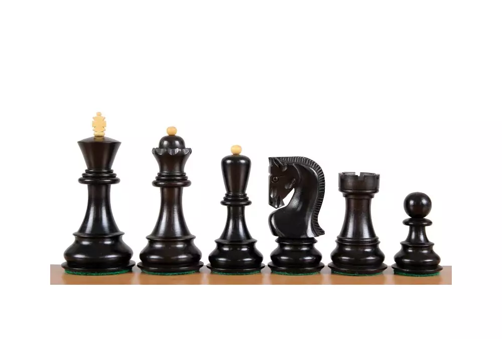 Figuras de ajedrez Zagreb de ébano de 3,5 pulgadas