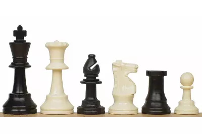 Juego de ajedrez escolar Negro - pesado (figuras de plástico lastradas + tablero de ajedrez enrollable)