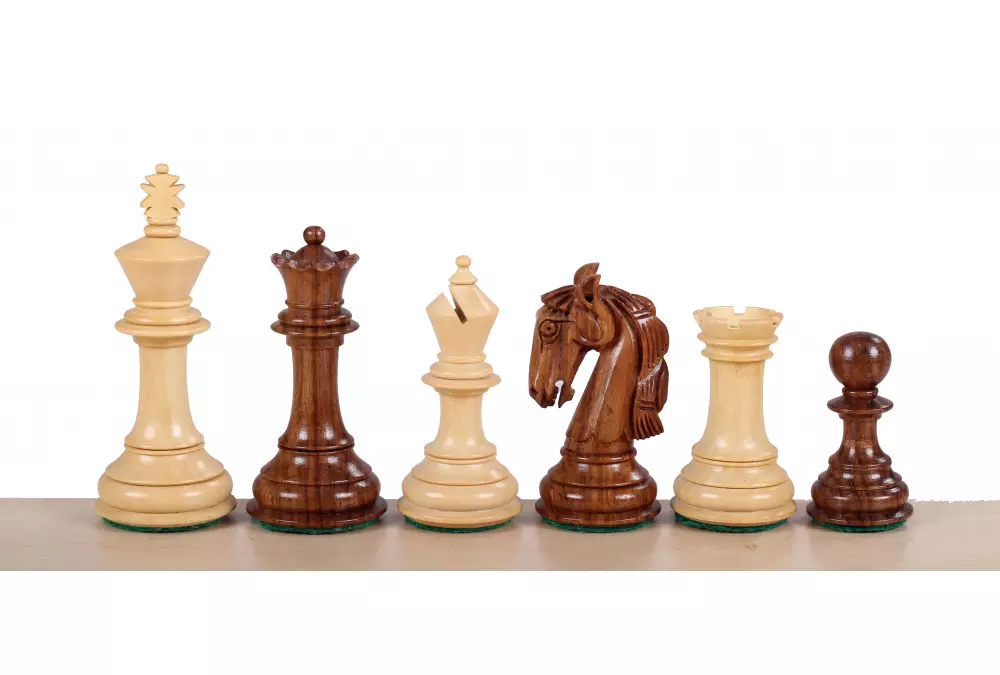 Figuras de ajedrez de acacia colombiana/madera de haya 3,5 pulgadas