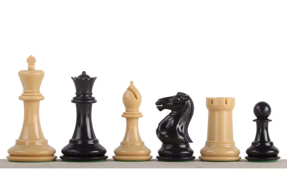 Figuras de ajedrez exclusivas Staunton no 6, crema/negro, ponderadas de metal (rey 95 mm)