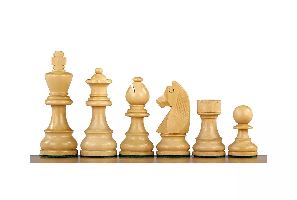 Alemán (Atemporal) de acacia india / madera de haya 3,5 pulgadas figuras de ajedrez con hetmans extra
