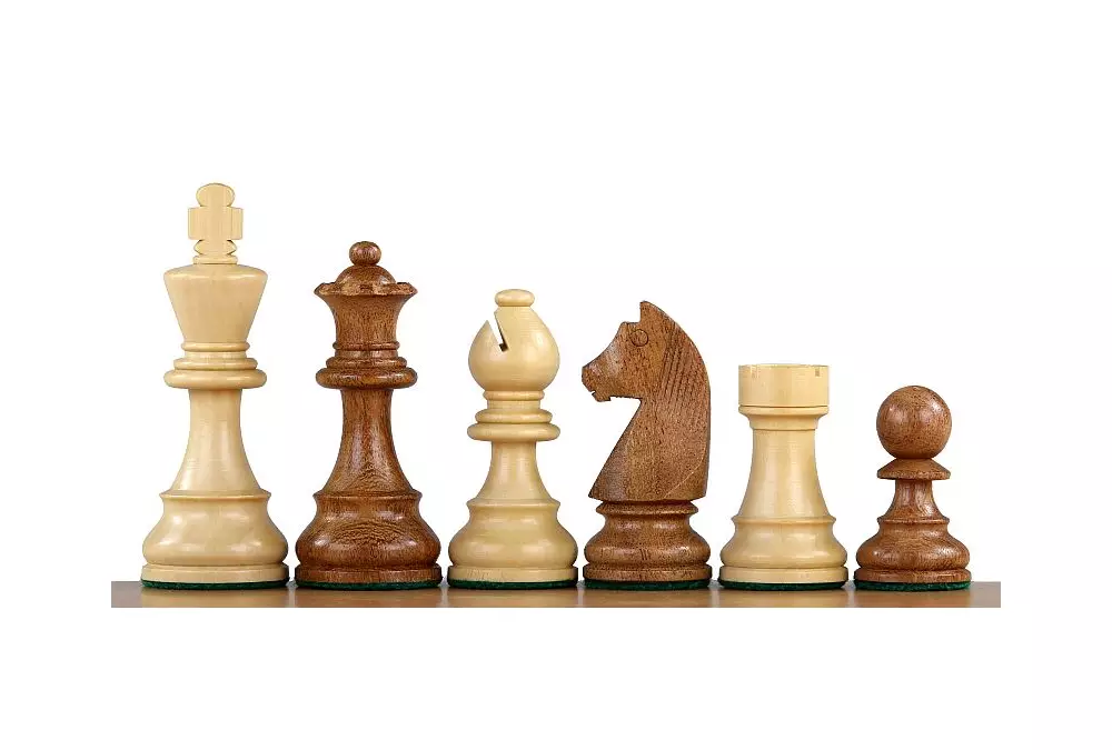 Caballero alemán Figuras de ajedrez acacia india / madera de haya 3.75 pulgadas con hetmans adicionales