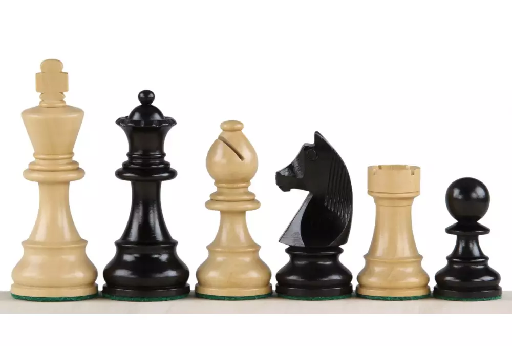 Figuras de ajedrez alemanas (intemporales) de madera tallada de 3,75 pulgadas