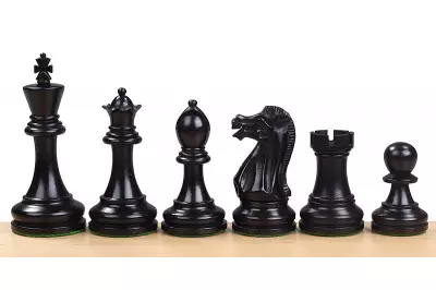 Figuras de ajedrez ejecutivas de madera tallada de 4 pulgadas