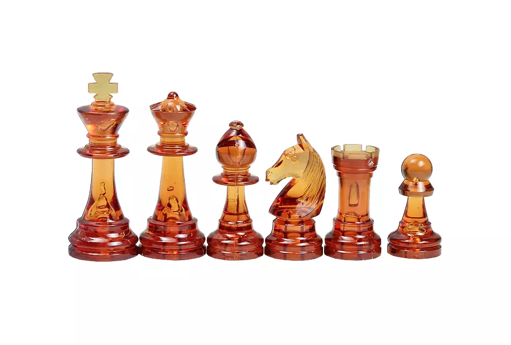 Figuras de ajedrez Staunton no 6, ámbar transparente (rey 96 mm)