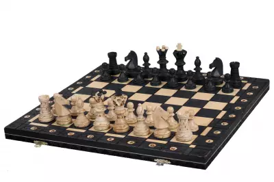 GRAN AJEDREZ NEGRO (54x54cm) - juego de ajedrez de madera con tablero quemado