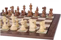 Tablero de ajedrez no 5+ (con descripción) con marco de nogal negro/arce (marquetería) - Exclusivo