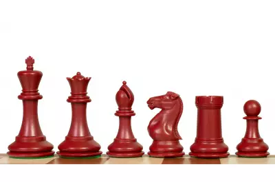 Figuras de ajedrez exclusivas Staunton no 6, blancas/rojas, ponderadas de metal (rey 95 mm)