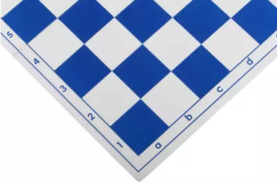Tablero de ajedrez plegable de plástico 4+, blanco y azul