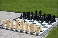 Pequeño juego de ajedrez de exterior / jardín (rey 20 cm) - figuras + tablero de ajedrez de vinilo