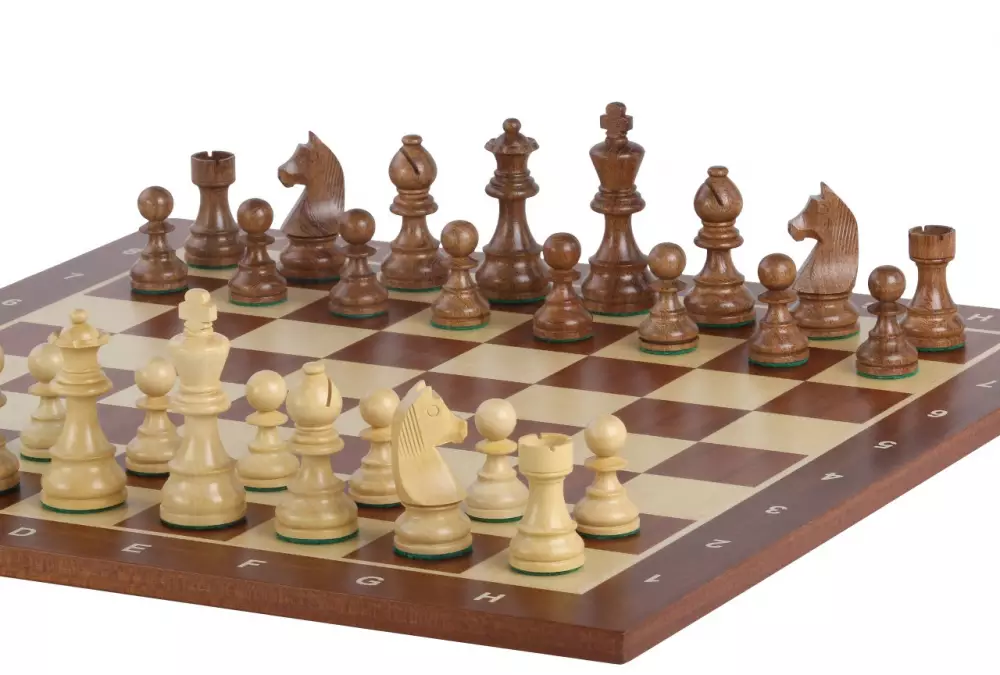 Juego de ajedrez de torneo no 6 - tablero de 58 mm + figuras de German Knight 3,75"