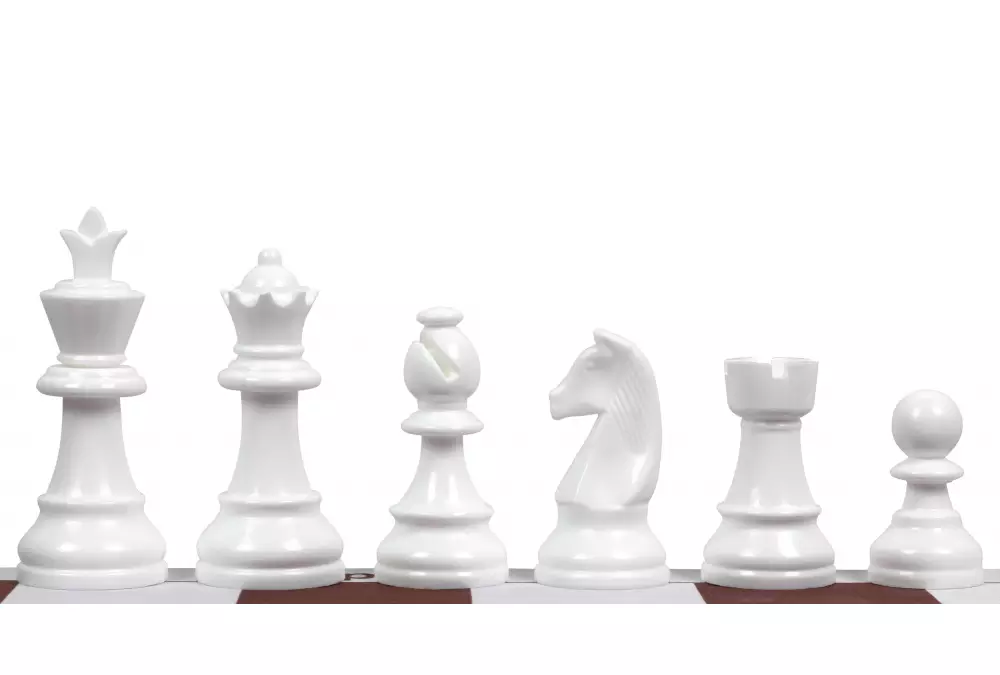 Staunton figuras de ajedrez 6, plástico (rey 95 mm) - blanco nieve
