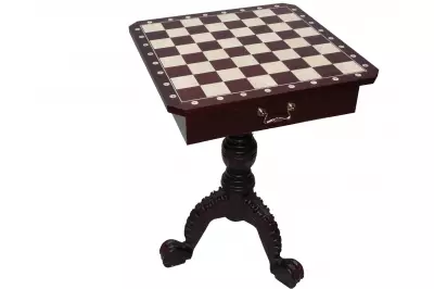 Mesa de ajedrez en caoba oscura (altura 75 cm) - SIN FIGURAS