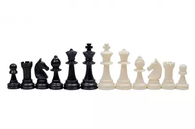 Figuras de ajedrez Staunton no 6, crema y negro (rey 96 mm)
