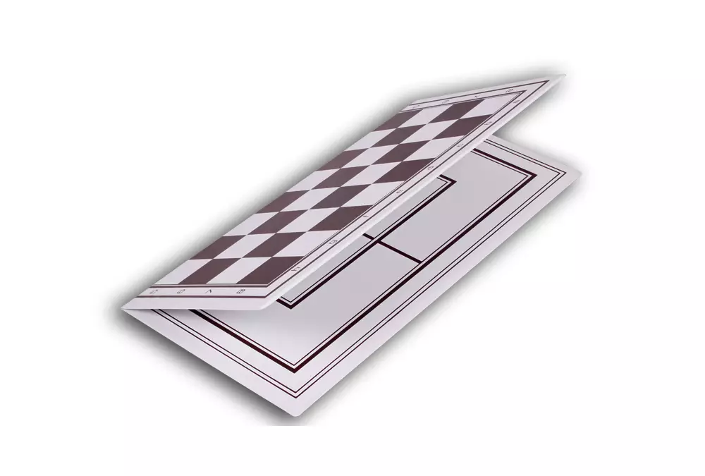 Tablero de plástico de doble cara: ajedrez + molinillo, (32,5x32,5cm),plegable, blanco y marrón