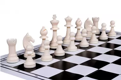 Tablero de ajedrez plegable de plástico, blanco y negro