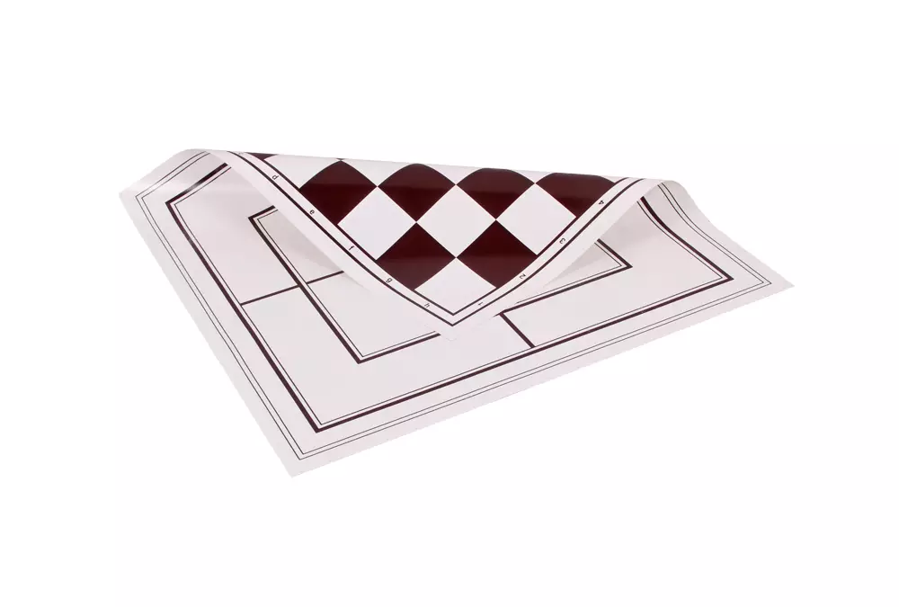 Tablero de doble cara, enrollado, de vinilo: ajedrez + molinillo, blanco y marrón